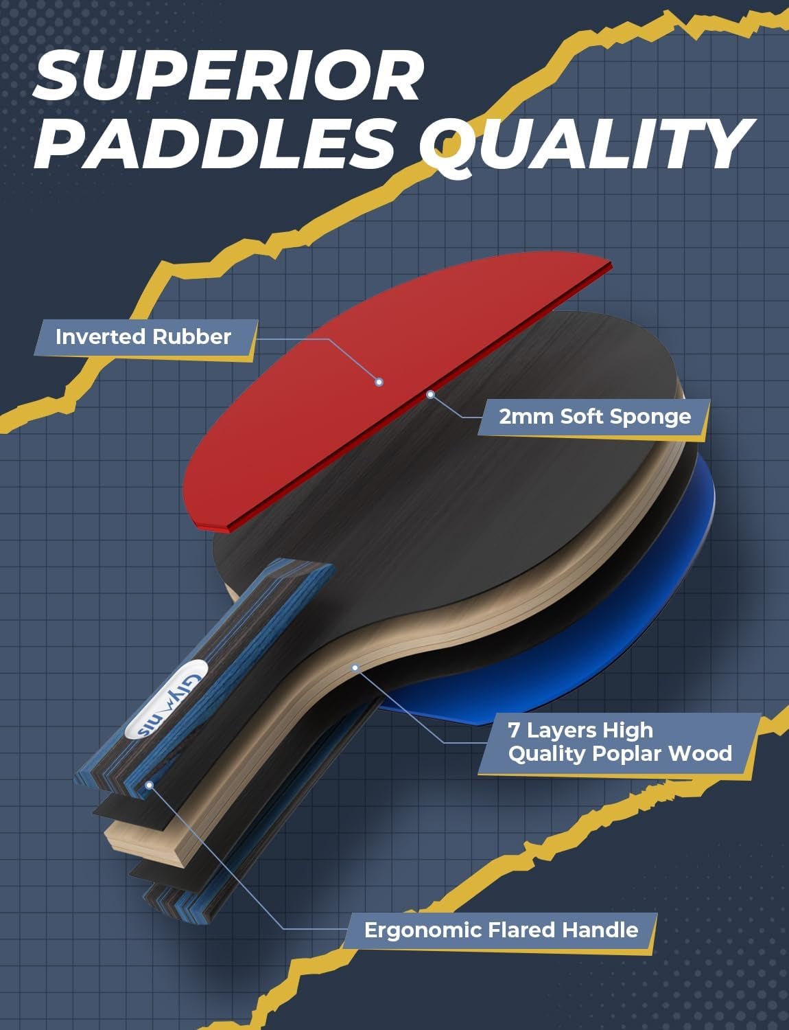 Table Tennis Set of 4 with 8 Balls, Table Tennis Paddle Set with Storage Case, Portable Ping Pong Rackets for Indoor Outdoor Games