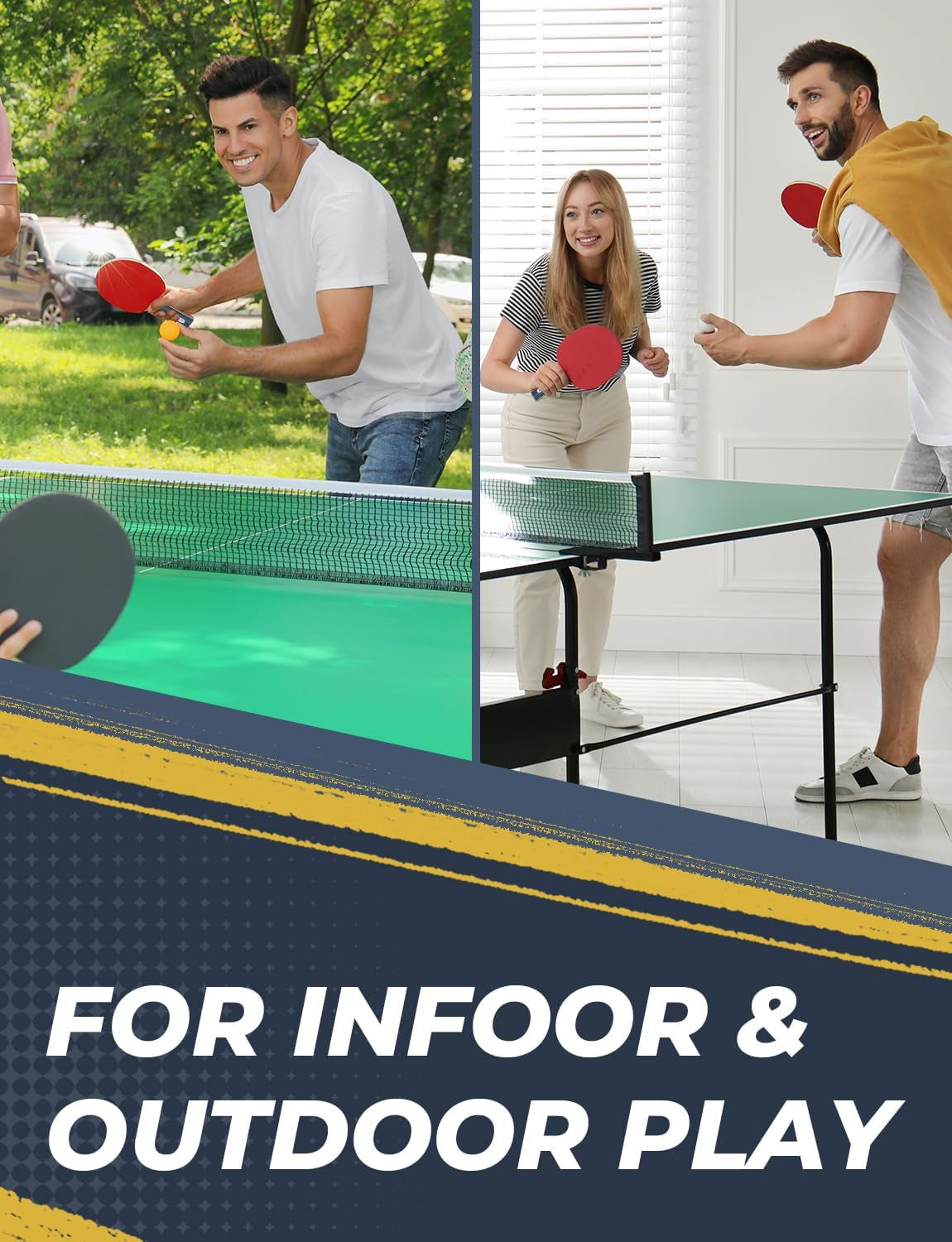 Table Tennis Set of 4 with 8 Balls, Table Tennis Paddle Set with Storage Case, Portable Ping Pong Rackets for Indoor Outdoor Games