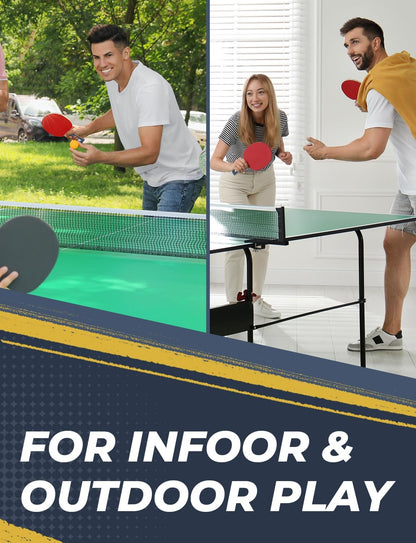 Table Tennis Set of 4 with 8 Balls, Table Tennis Paddle Set with Storage Case, Portable Ping Pong Rackets for Indoor Outdoor Games