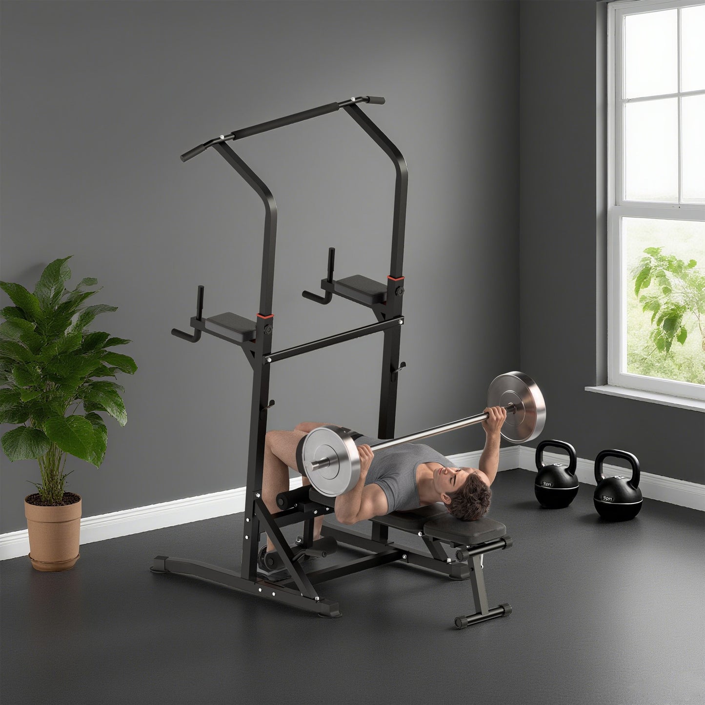 Power Tower Weight Bench Dip Stands Multifunction Pull-Ups Home Gym Fitness