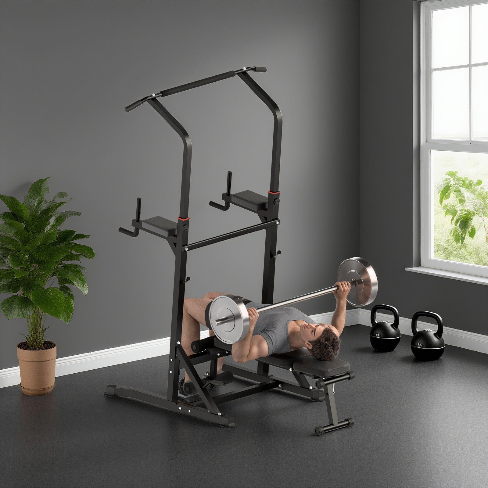Power Tower Weight Bench Dip Stands Multifunction Pull-Ups Home Gym Fitness