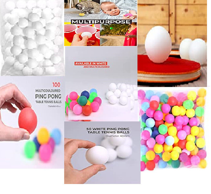 Ping Pong Table Tennis Plastic Game Balls in White and Multicolored Size-40Mm